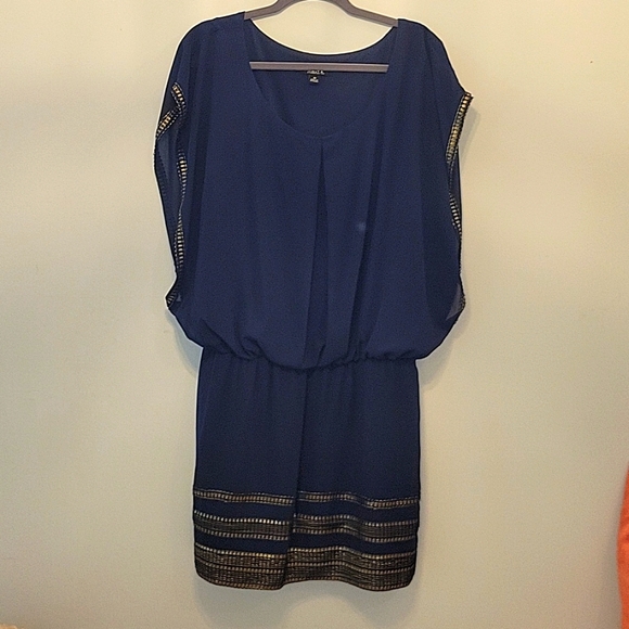SLNY women's dark blue dress with gold accents Size 16 - Picture 1 of 6